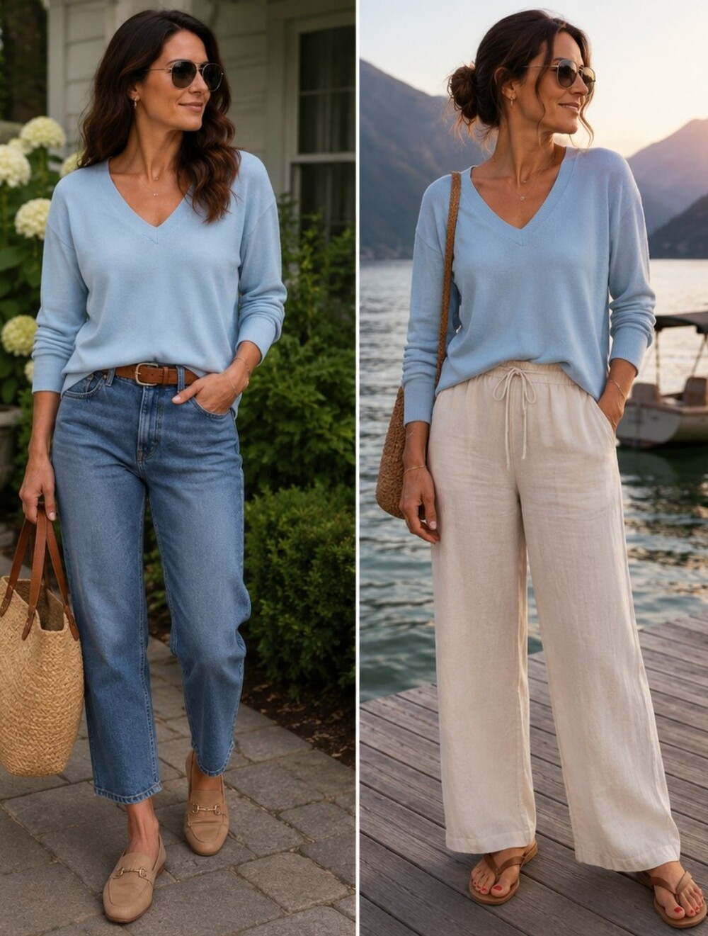 Treasure & Bond Light Blue V-Neck Sweater